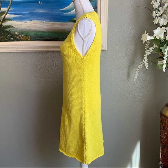 Zara 100% Cotton Yellow Knit Mini Dress Size Medium - Picture 6 of 17